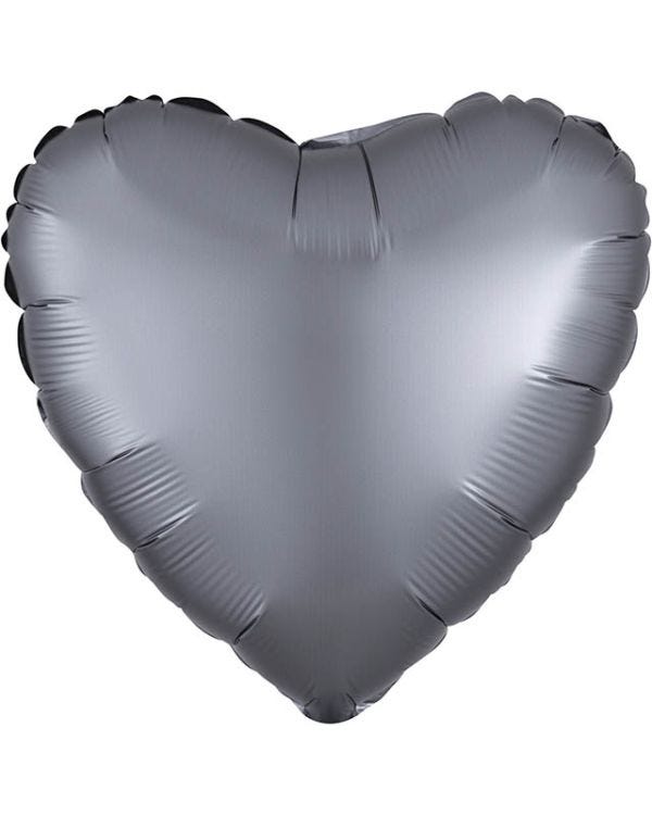 Satin Luxe Graphite Heart Balloon - 18&quot; Foil