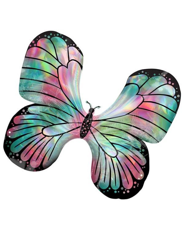 Iridescent Butterfly Supershape Balloon - 30&quot; x 26&quot; Foil