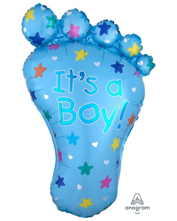 It&#039;s a Boy Foot Supershape Balloon - 32&quot; x 23&quot; Foil