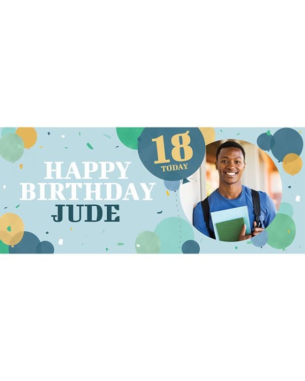 Blue Balloons 18th Birthday Personalised Banner 