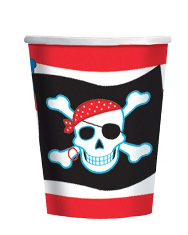 Pirate Skull Paper Cups - 266ml (8pk)