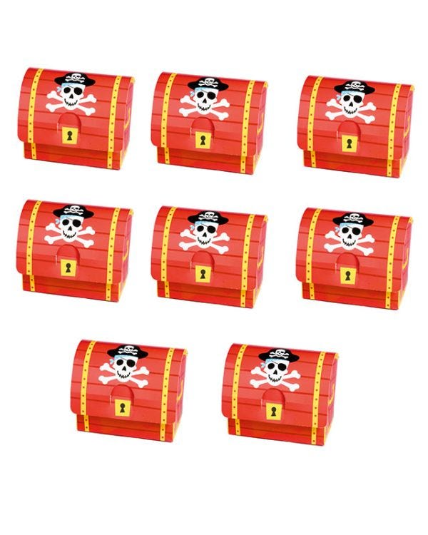 Pirates Treasure Party Boxes - 4.2cm x 6.3cm (8pk)