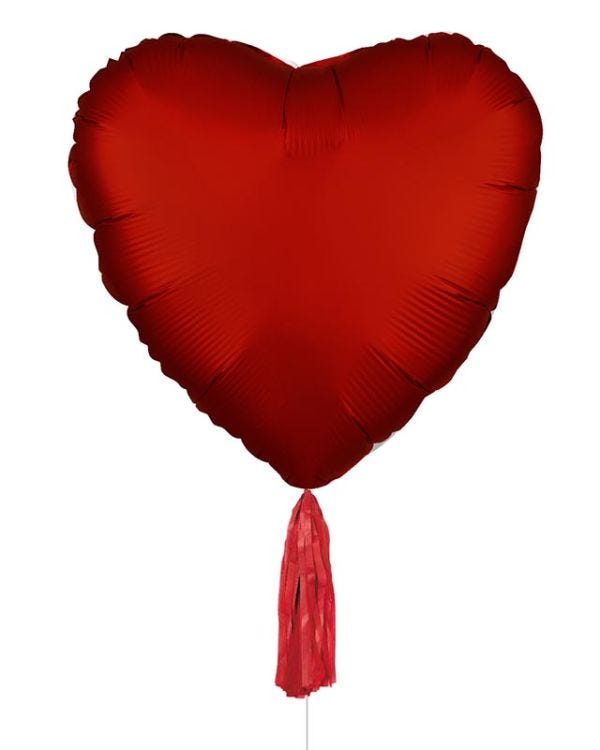 Red Heart with Tassel Balloon - 31&quot; Foil