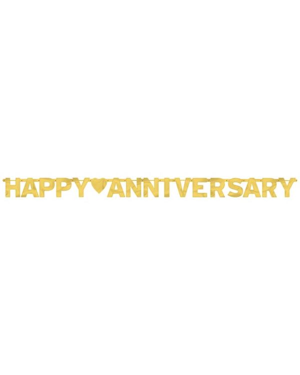 Gold Foil Happy Anniversary Letter Banner - 2m