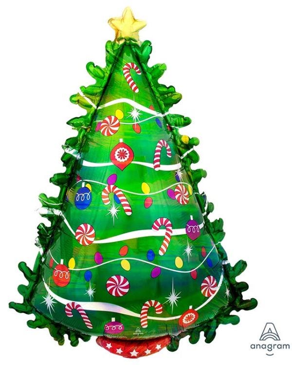 Holographic Christmas Tree Supershape Balloon - 26&quot; x 36&quot; Foil