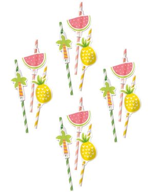 Paper Straws with Fruit Toppers (12pk)