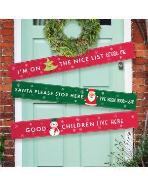Santa Please Stop Here Paper Door Banners - 1m (3pk)