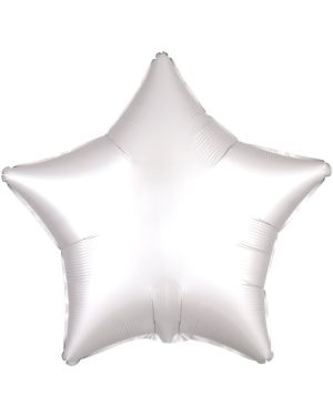 White Satin Luxe Star Balloon - 18&quot; Foil