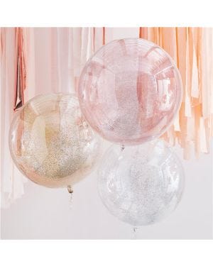 Mixed Metallics Orb Glitter Balloons (3pk)