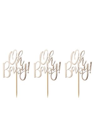 Oh Baby!&#039; Gold Foil Cupcake Toppers (12pk)