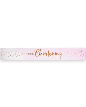 On Your Christening Pink Foil Banner - 2.74m