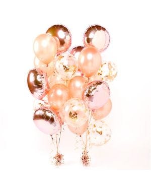 Rose Gold Confetti Balloon Bouquets - 2 Bunches