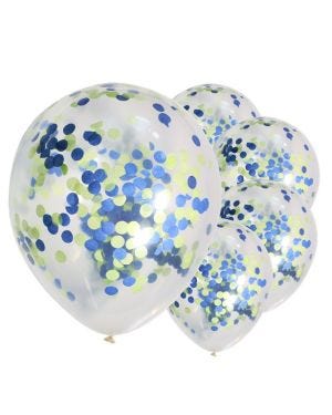 Blue &amp; Green Mix Confetti Balloons - 12&quot; (5pk)