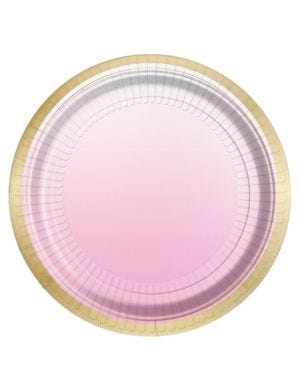 1st Birthday Pink Metallic Paper Plates - 23cm (8pk)