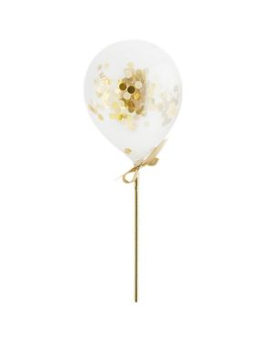 Gold Mini Confetti Balloon Wands - 5&quot; Latex (5pk)