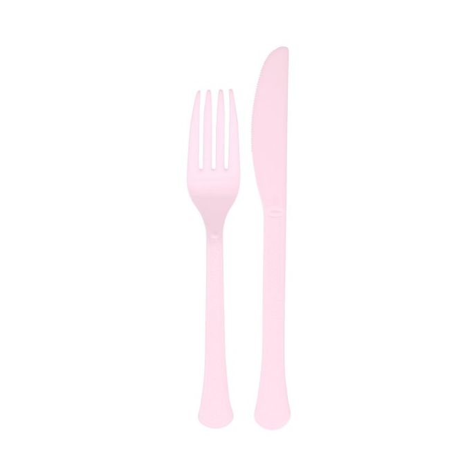 Baby Pink Reusable Plastic Cutlery Set - 24pk