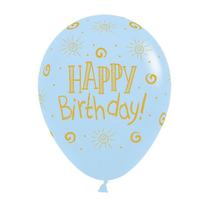 Happy Birthday Pastel Assorted Balloons - 12" Latex (25pk)