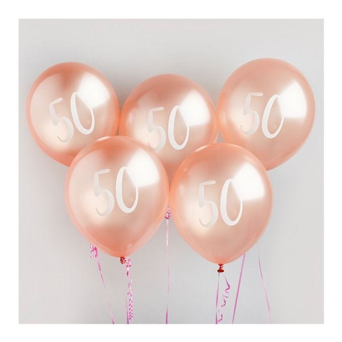 Rose Gold 50th Milestone Balloons - 12" Latex