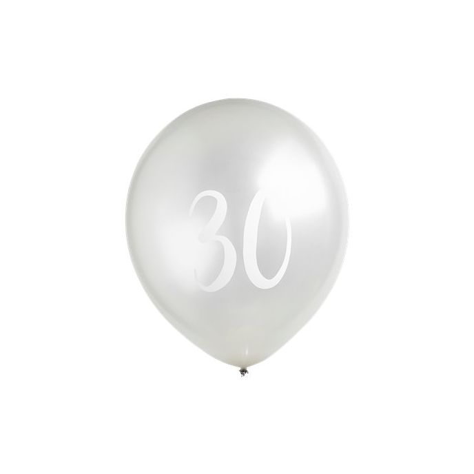 Silver 30th Milestone Balloons - 12" Latex