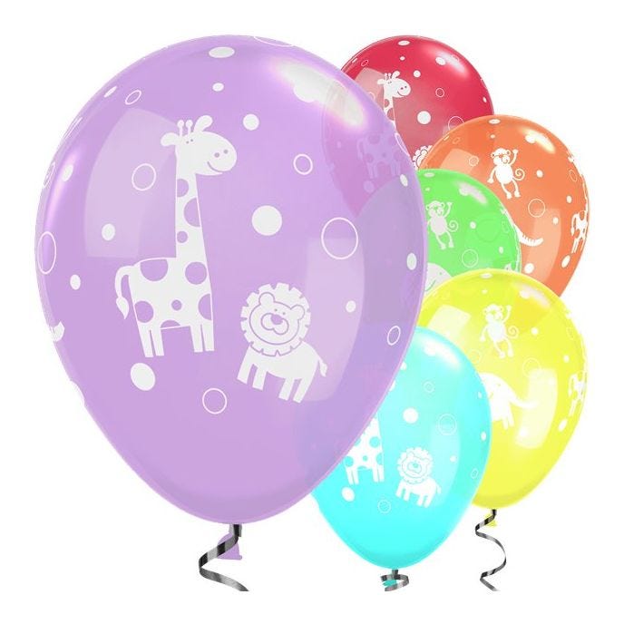 Cute & Cuddly Jungle Animals Assorted Balloons - 11" Latex
