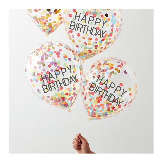 Happy Birthday Confetti Latex Balloons - 12"