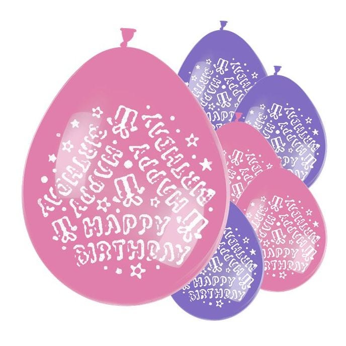 Pink Happy Birthday Balloons - (Balloons) (10pk)