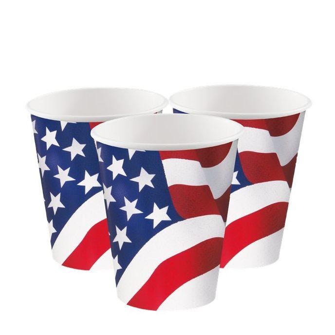 American Flag Paper Cups - 266ml (8pk)