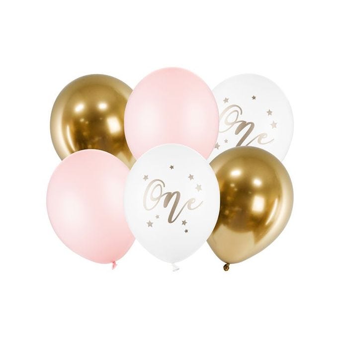 Pastel Pink Age 1 Balloon Bundle - 12" Latex