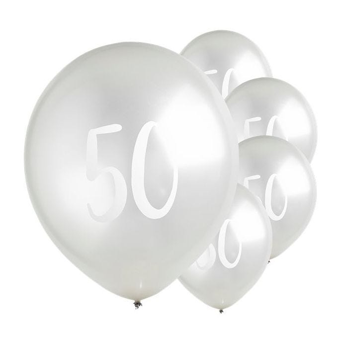 Silver 50th Milestone Balloons - 12" Latex