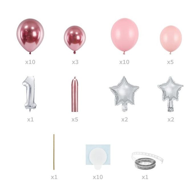 Number 1 Pink & Silver Foil Balloon Bouquet - 1.4m