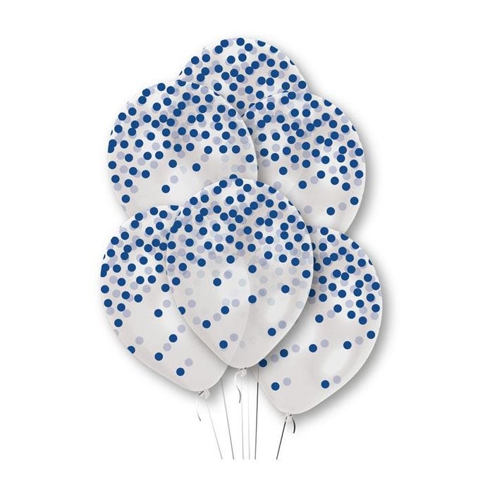 Blue Confetti Printed Latex Balloons - 11"