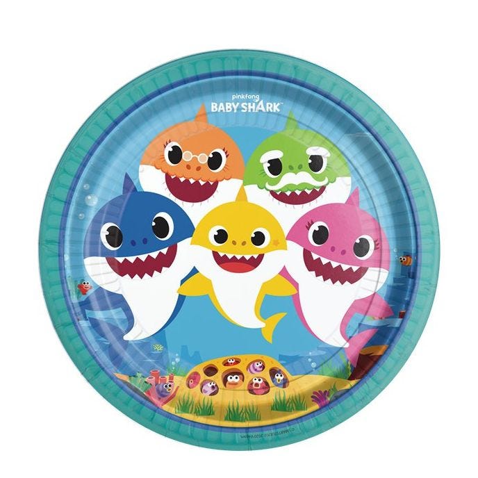 Baby Shark Paper Party Plates - 23cm