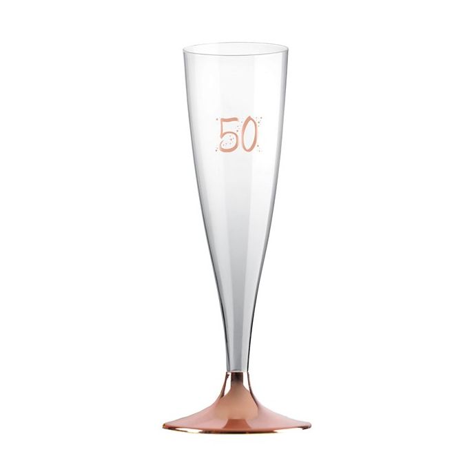 50th Rose Gold Champagne Flutes - 140ml